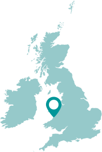 Map of UK with marker on Aberystwyth